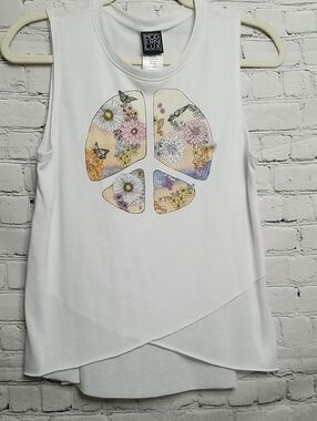 MODERN LUX Sleeveless Raw Tiered Hem Top Size Small